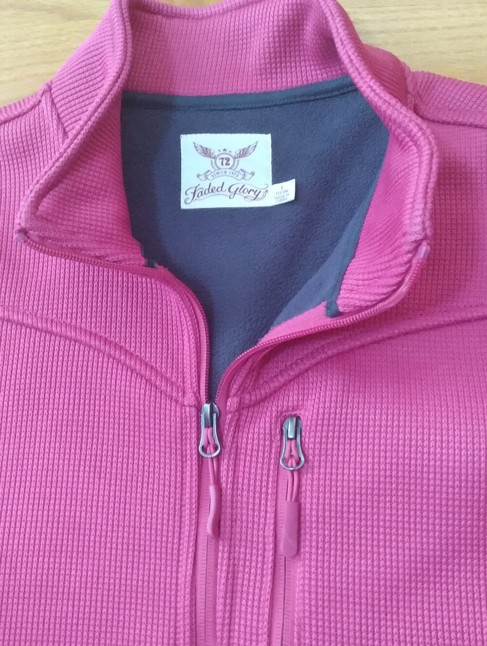 Faded Glory Hot Pink Textured Zip Fleece Jacket
